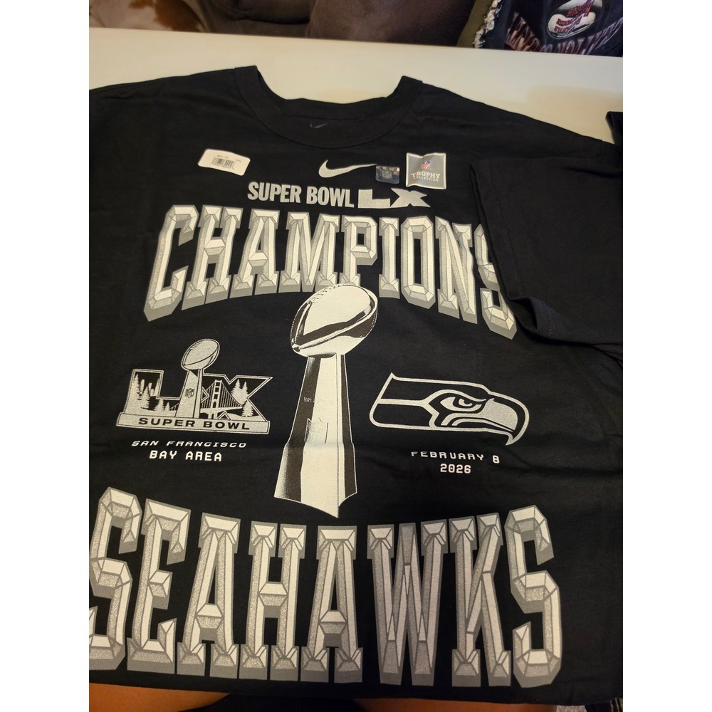 Nike Mens Seattle Seahawks Super Bowl LX Champions T-Shirt Black XXL NWT NFL